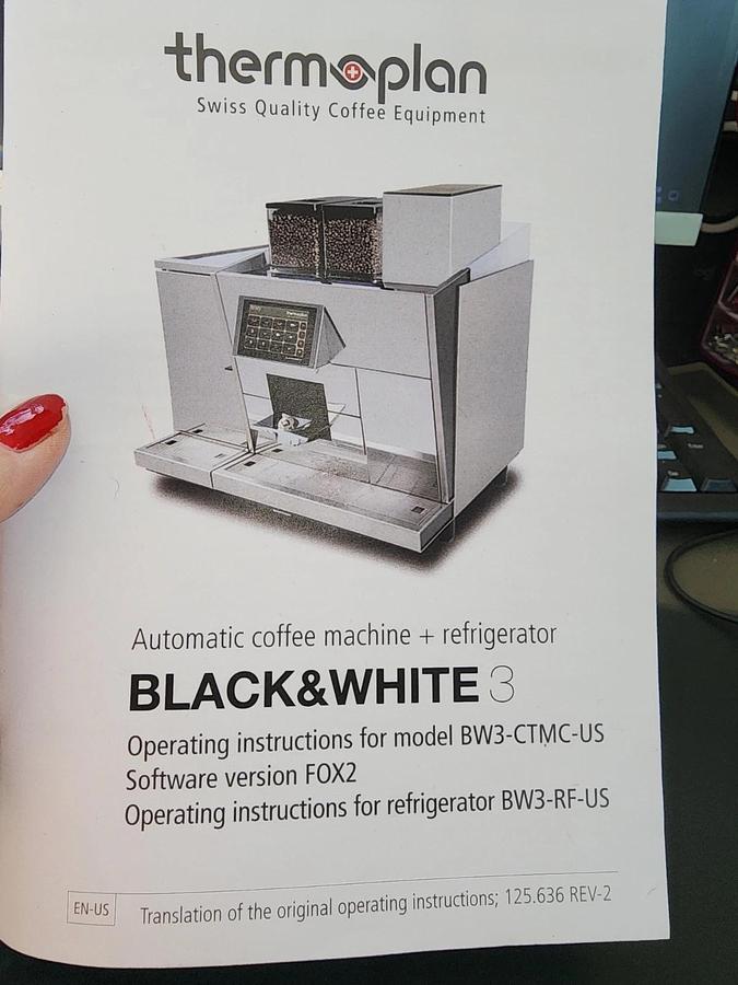 Used NEW Thermoplan Black & White BW3 Commercial Espresso Coffee Machine W/Fridge - SAVE BIG BIG TIME