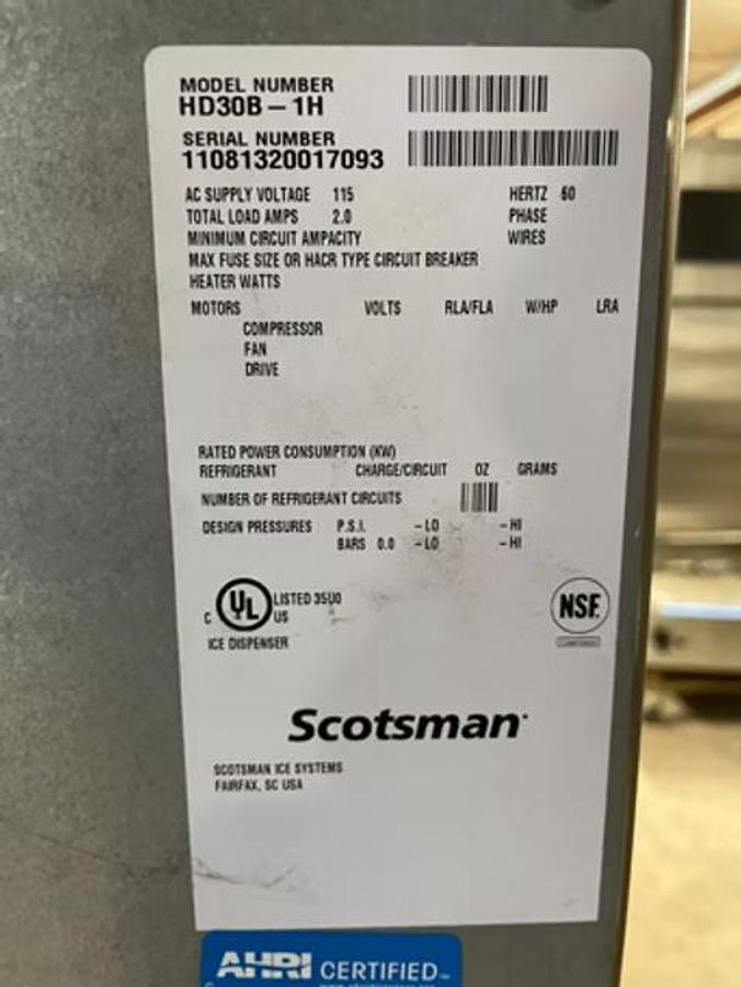 Used Scotsman HD30B-1H Ice Dispenser Bin