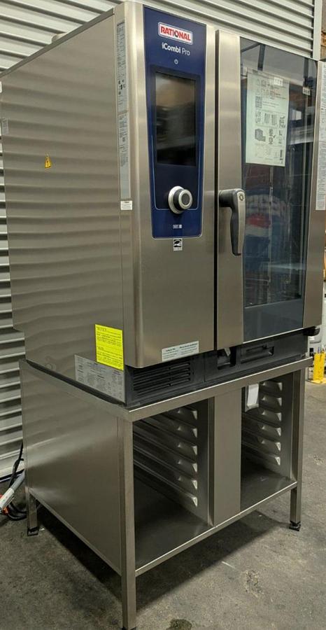 Used Rational LM100DG iCombi Pro 10 Half Size Gas Combi Oven w/Stand & Accessories - BRAND NEW CLEARANCE