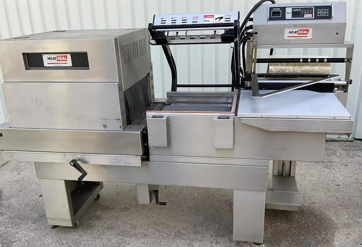 Used HeatSeal HDS-320S/8SWB Heat Shrink Wrap Tunnel with Applicator and L-Bar Sealer