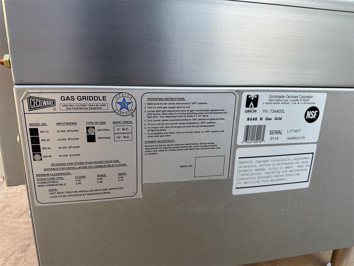 Used Grindmaster-Cecilware Countertop 48" Gas Griddle - LIKE NEW