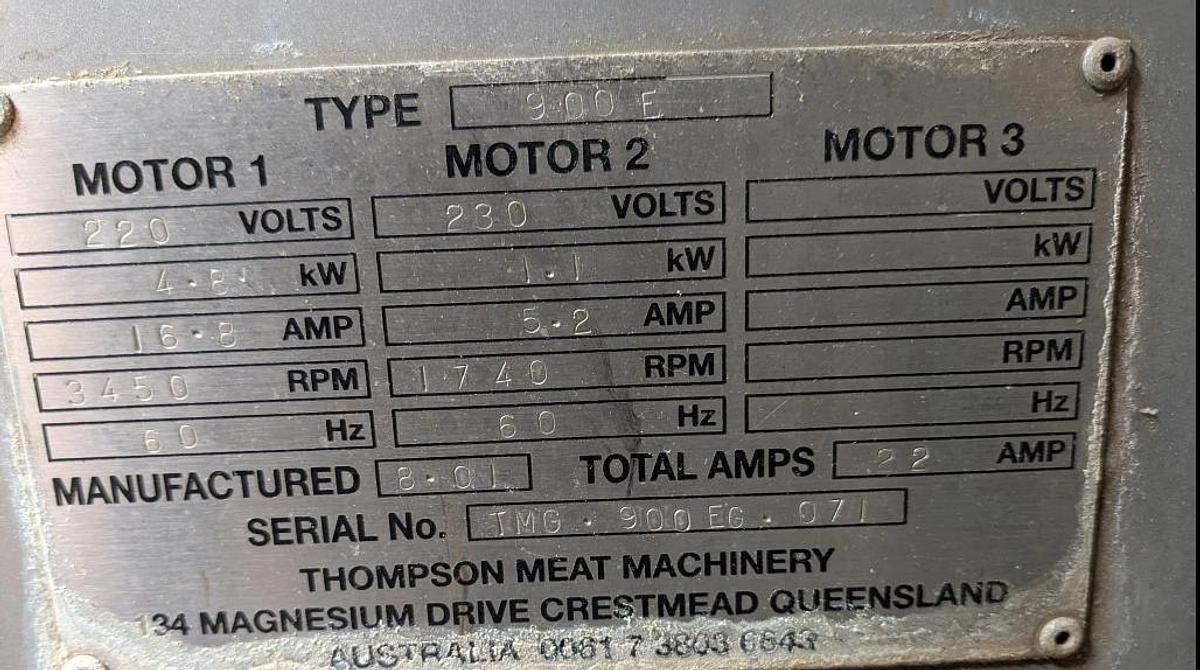Used HOLLYMATIC MEAT MIXER GRINDER MODEL 900E