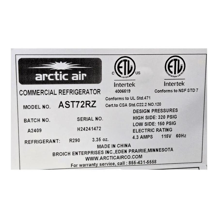 Used Arctic Air AST72RZ Refrigerated Mega Top Prep Table - 3 Door