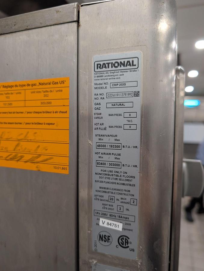 Used Rational 202G Roll In Rack Oven -NATURAL GAS