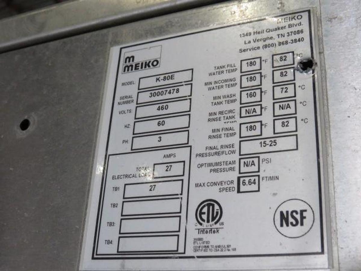 Used Meiko K80 E Dishwasher
