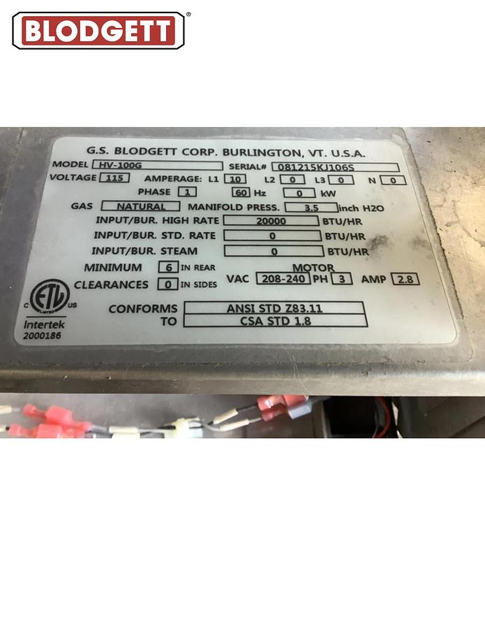 Used Blodgett Natural Gas Convection Hydrovection Oven