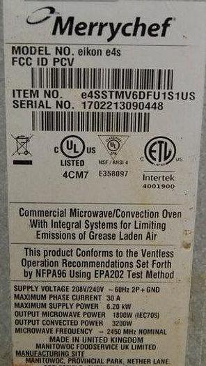 Refurbished Merrychef Eikon E4S Electric High Speed Accelerated Countertop Oven