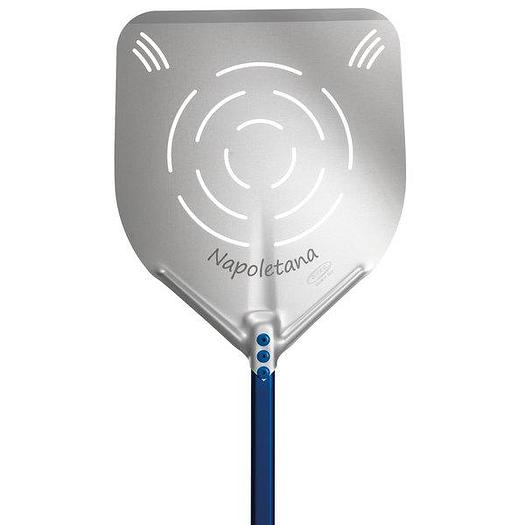 GI Metal Napoletana 14" Anodized Aluminum Square Perforated Pizza Peel with 59" Handle AN-37RF