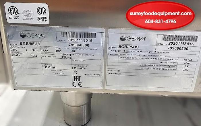 Refurbished Gemm BCB-05US 5 Pan Full Size Reach In Blast Chiller - nearly newe