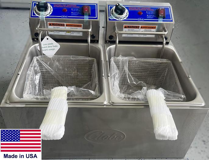 Used Globe PF32E 32 lb. Dual Tank Electric Countertop Fryer - BRAND NEW