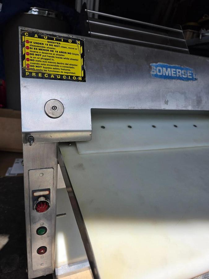 Used Somerset CDR-2000M 20 inch Metallic Dough Roller Front Operation