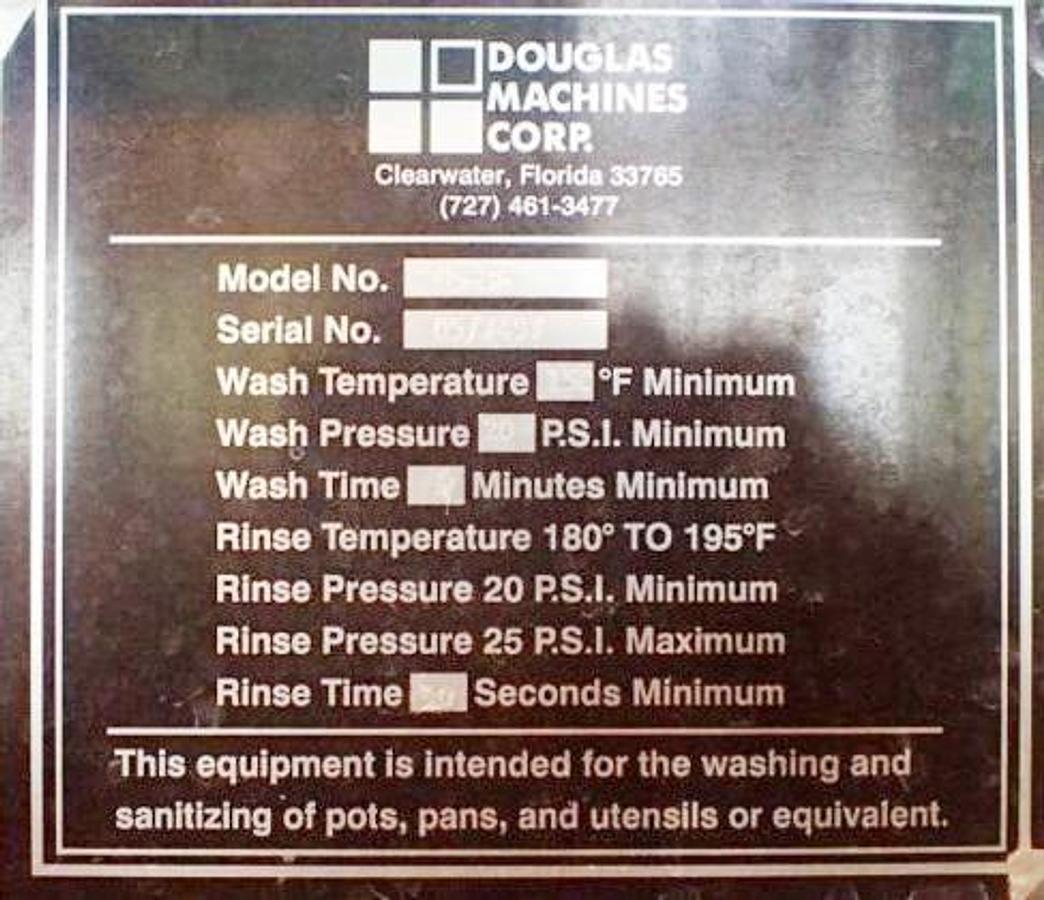 Used Douglas LD-36 POT - PAN Washer - electric