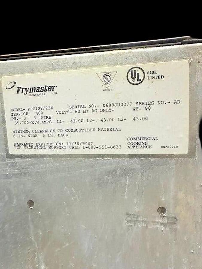 Used FRYMASTER FPC128/236" ELECTRIC 2 FRYING WELLS, DUMP STATION, PASTA COOKING WELL