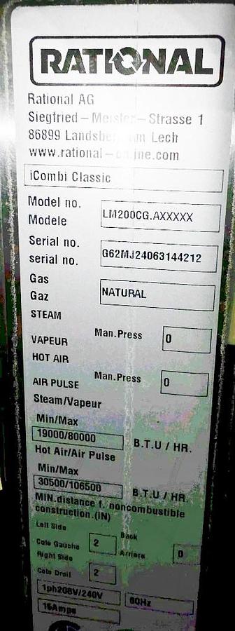 Used Rational icombi classic Combi Oven 2024 model -NATURAL GAS