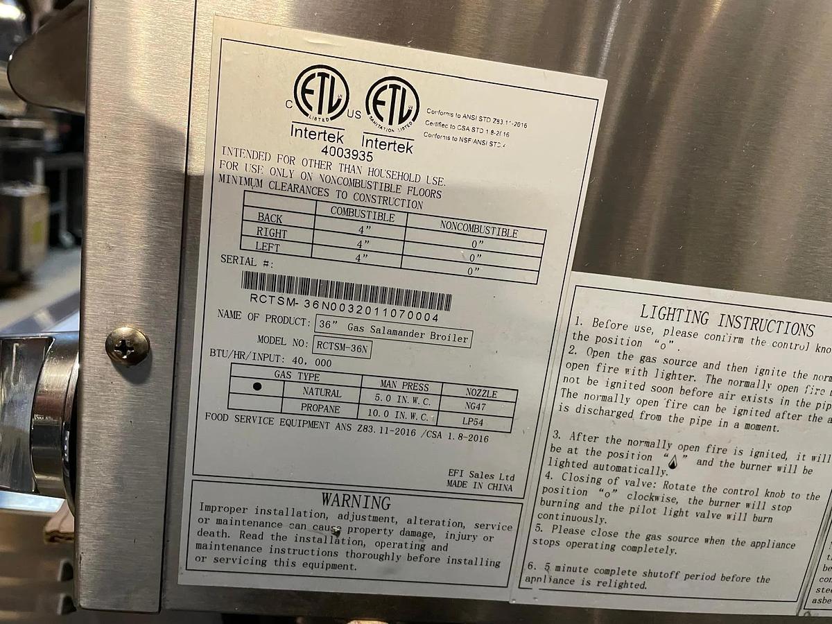 Used EFI RCTSM-36N 36 inch Gas Salamander Broiler