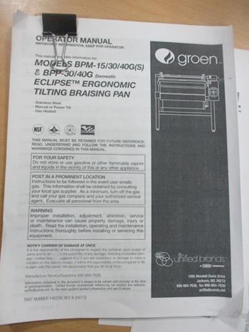 Used Groen 40-Gallon Commercial Gas Tilting Skillet/Braising Pan