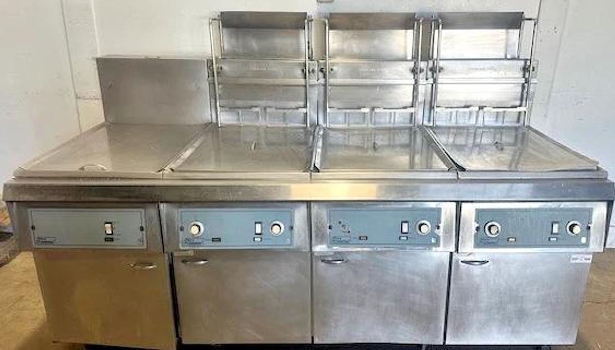 Used PITCO F18SS-CLQV"H.D COMMERCIAL N GAS FRYER WITH DUMPSTER AND 6 BASKETS