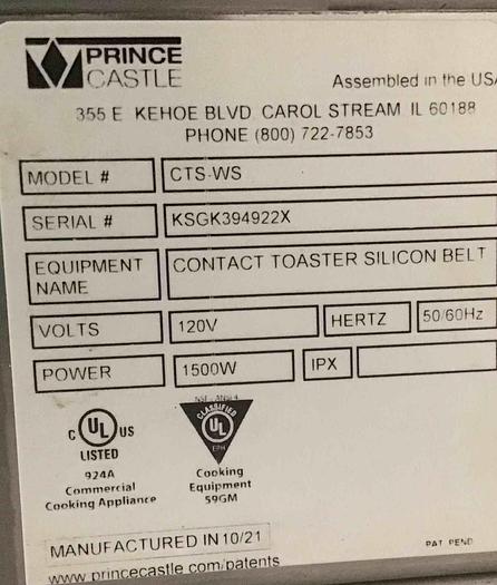 Refurbished Prince Castle Stainless Steel Vertical Toaster