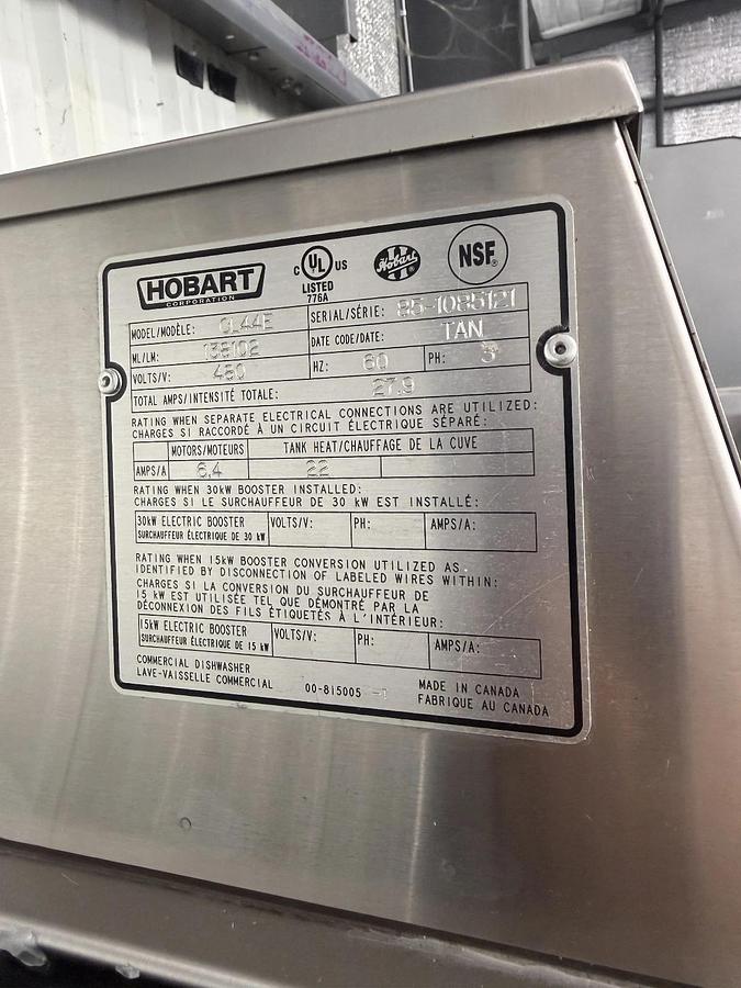 Used Hobart CL44E Commercial Dishwasher Conveyor Dishwasher Rack-Type