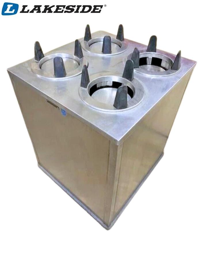 Used Lakeside 4 Slot Plate Holder with Small Basket on Casters