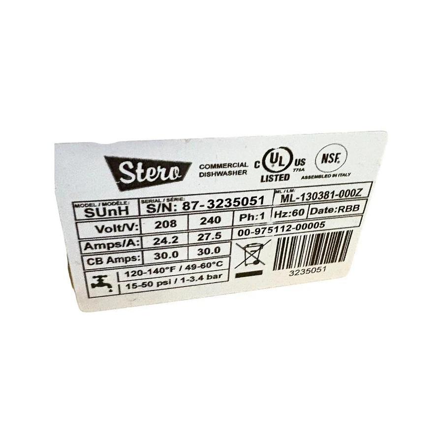 Used Stero SUNH Undercounter Dishwasher -WARRANTY