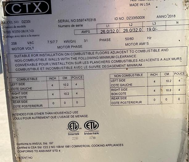 Refurbished 2018 CTX conveyor oven - Double stacked