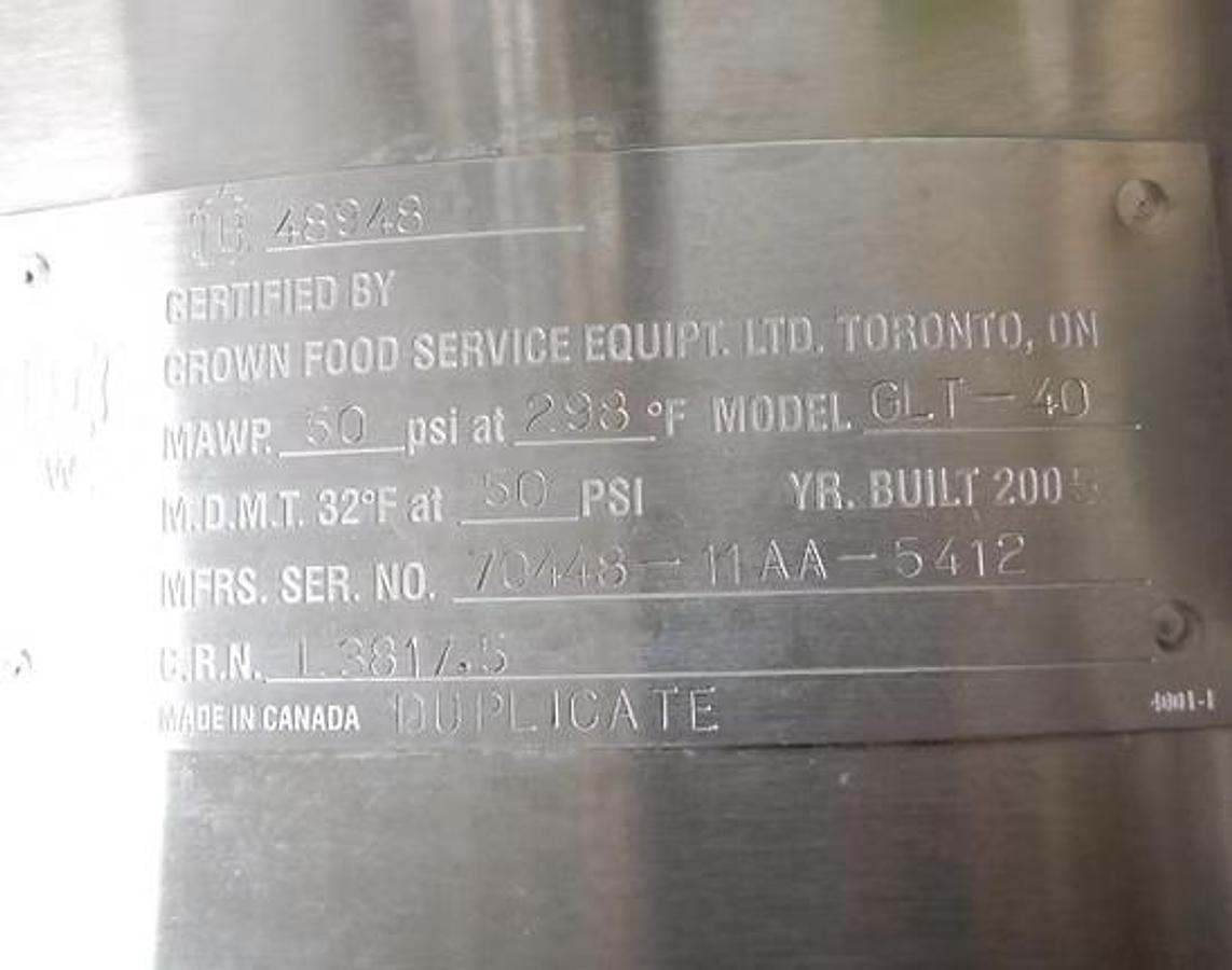 Used Market Forge FT-40GL Natural Gas 40 Gallon Steam Jacketed Tilt Soup Ket
