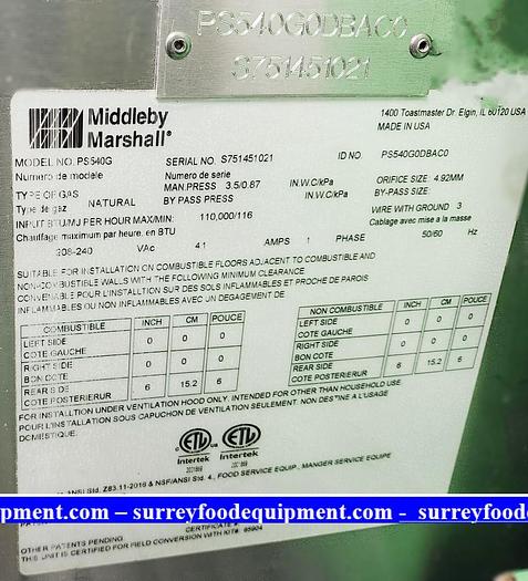 Used Middleby Marshall double gas stack conveyor ovens - Model PS540G - 16 MONTHS OLD