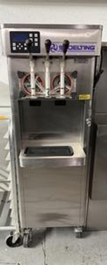 Used Stoelting F231 Commercial Three-Flavor Stainless Steel Floor-Standing Soft Serve Ice Cream Machine