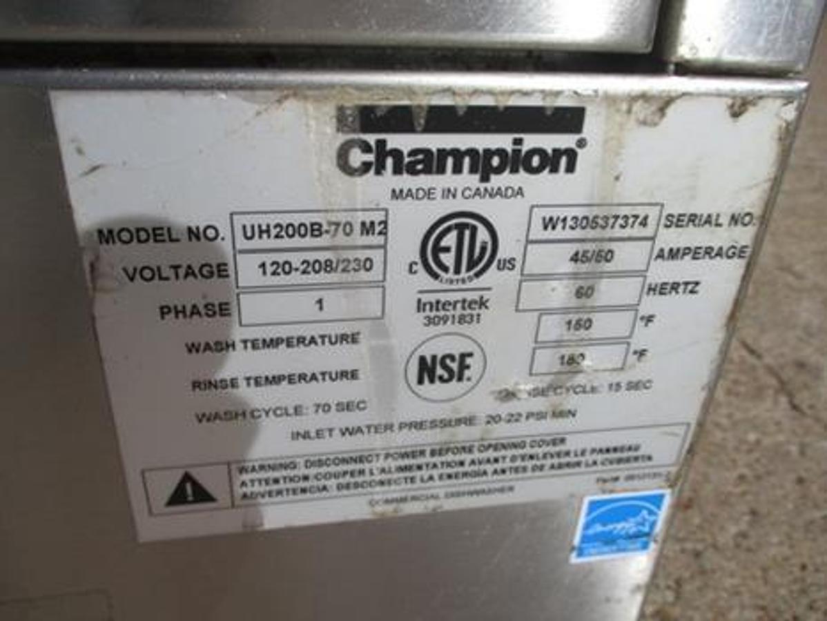 Used Champion high temp undercounter dishwasher