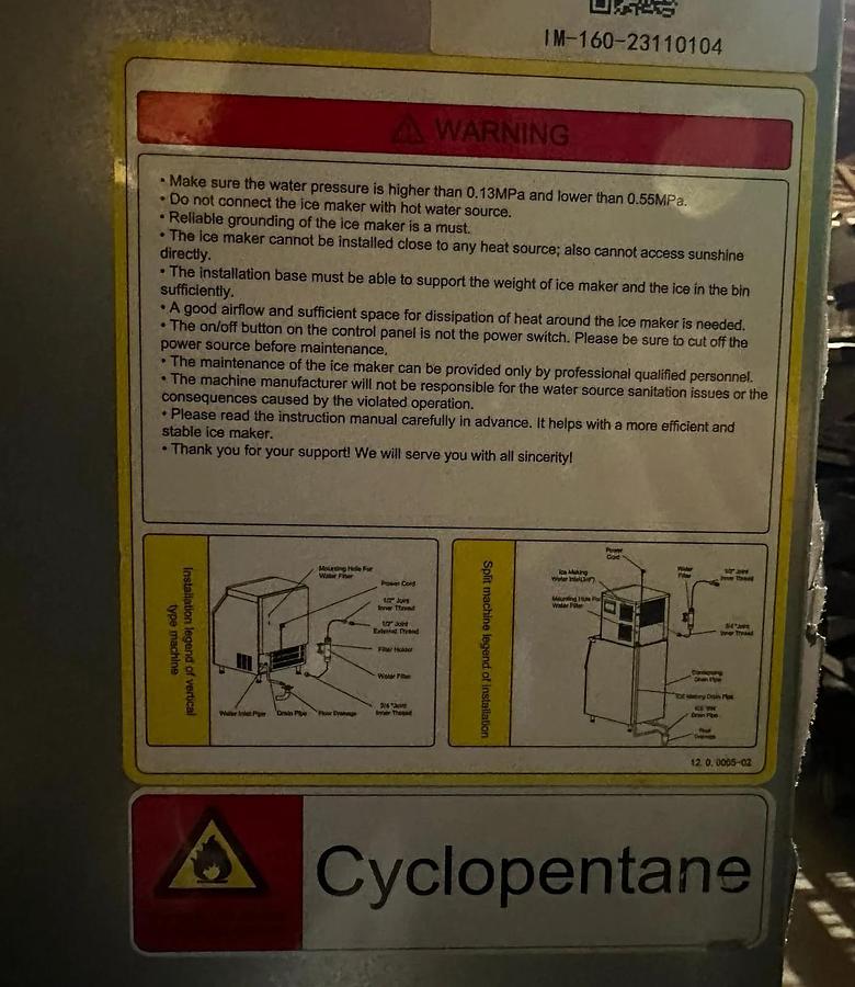 Refurbished EFI IM-160 Ice Machine