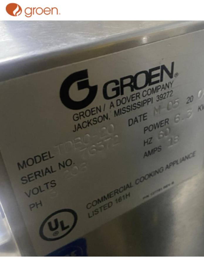Used Groen TDBO-20 20 Qt Manual Tilt Tilting Skillet Braising Pan