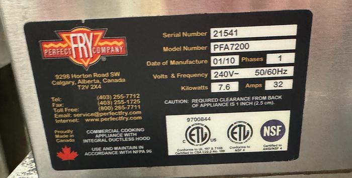 Refurbished Perfect Fry PFA720 Ventless Countertop Deep Fryer