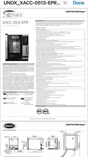 Used UNOX XACC-0513-EPR ChefTop MIND.Maps Electric Combi Oven w/ ventless hood