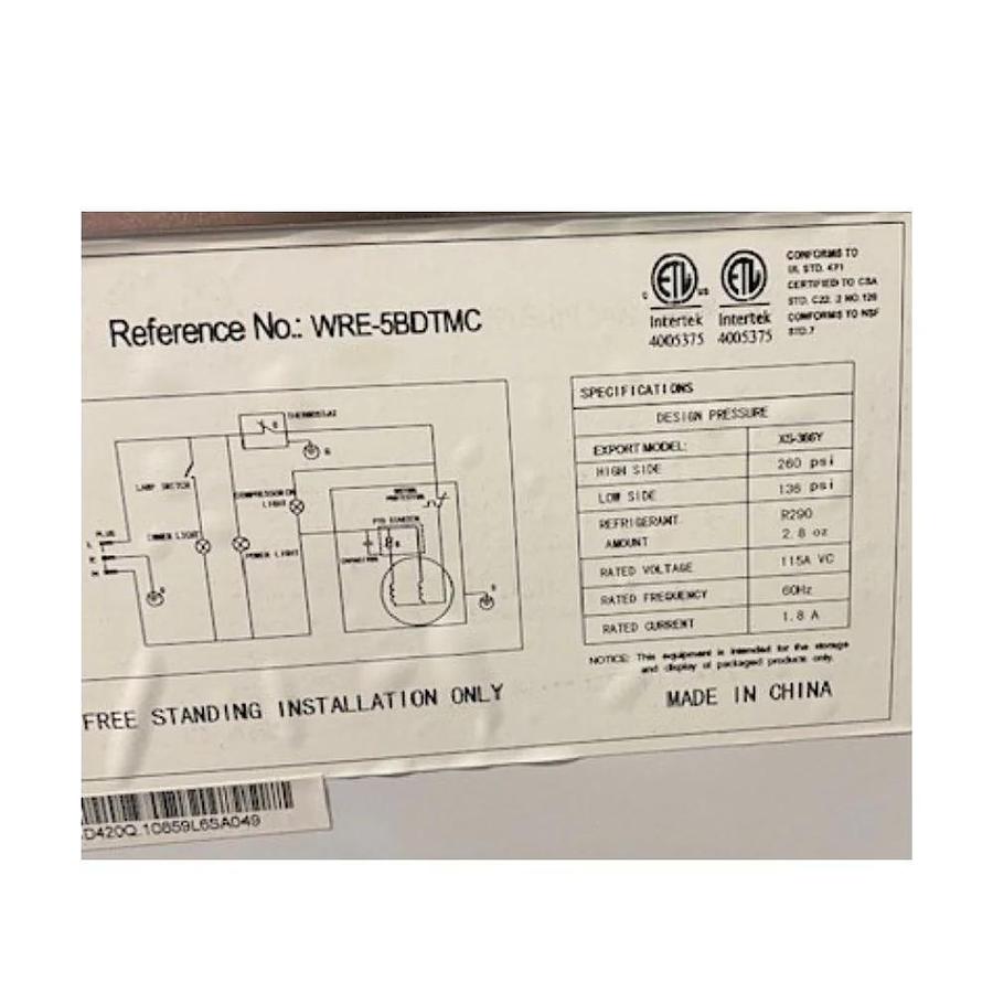 Used Excellence Industries WRE-5BDTMC Novelty Freezer -WARRANTY