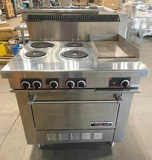 Refurbished Lot 126 GARLAND S686-12R ELECTRIC 4-BURNER RANGE WITH 12" GRIDDLE AND OVEN