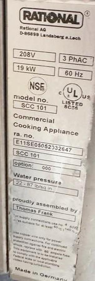Used RATIONAL SCC 101 Commercial Combi Oven Steamer – 10 Pan, 208V 3-Phase + Stand