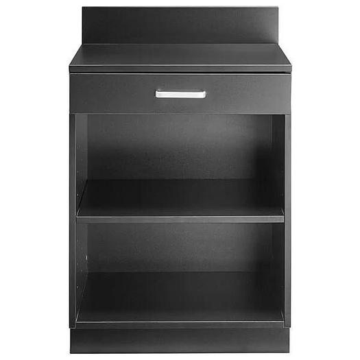Waitress station - 24" with drawer and adjustable shelf - black