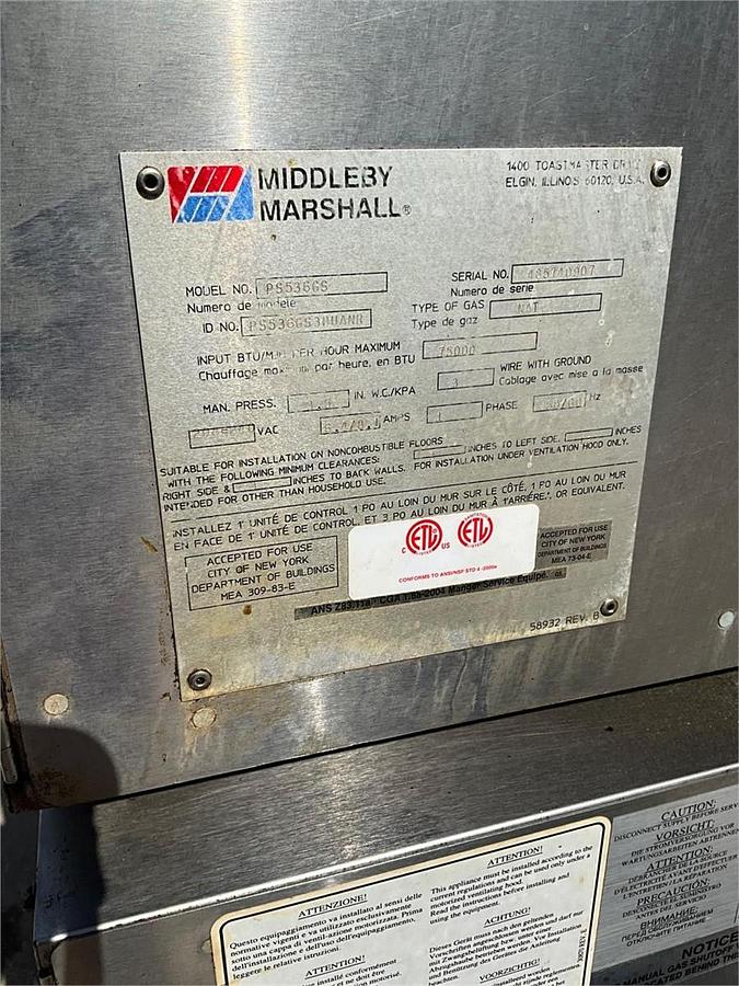 Refurbished Middleby Marshall gas triple stack conveyor ovens