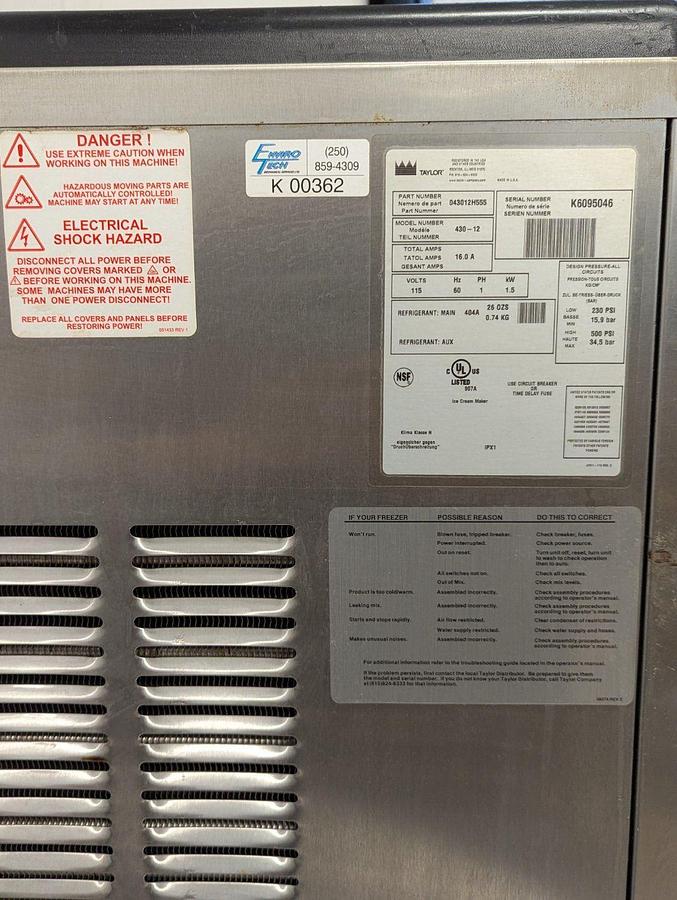 Used Taylor 430-12 Frozen Uncarbonated Beverage Freezer, Single Flavor