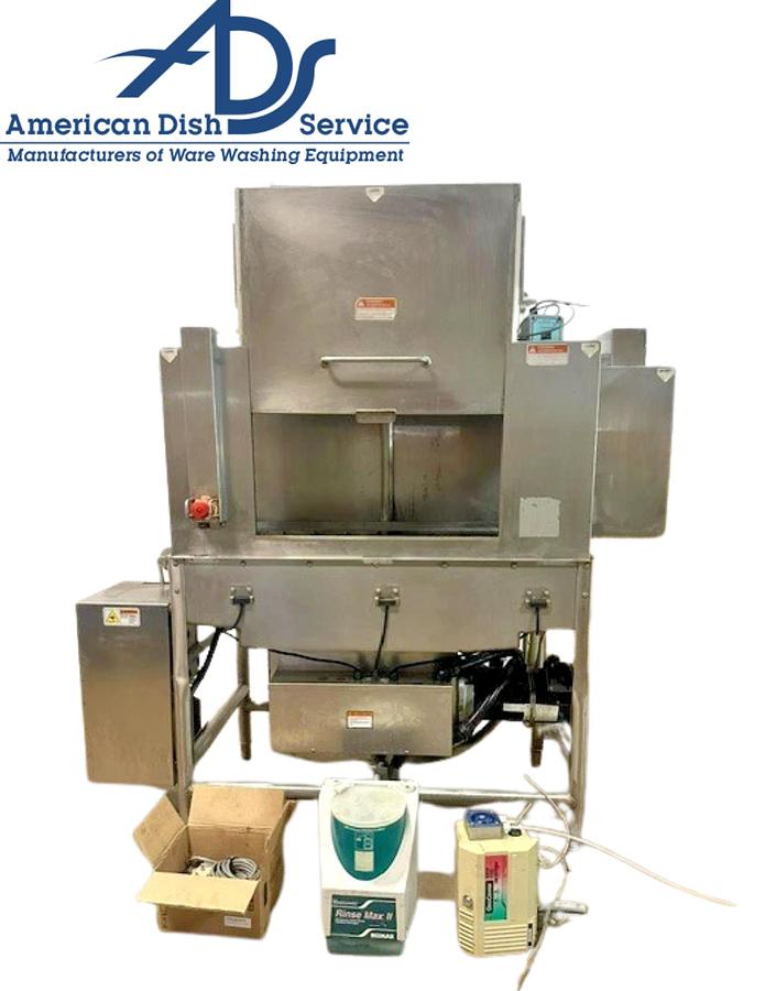 Used American Dish Service Model: ADC-44 High R-L Dishwasher with Ecolab Rinse Agent System and Hood Unit