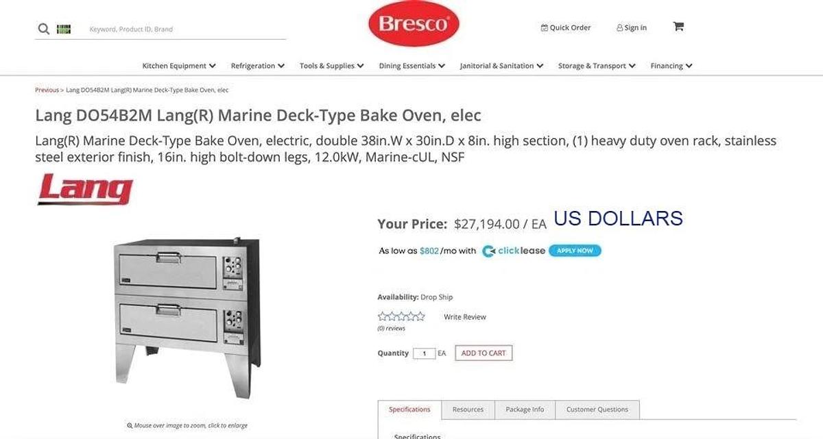 Used Lang D054B2 - Double Deck Oven (208V Phase 1 & 3) perfect for cottage bakery