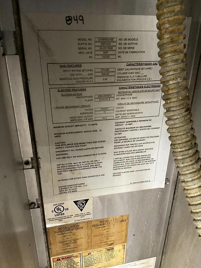 Used 2015 Baxter Hobart OV500G2 gas double rack oven steam injected bakery B