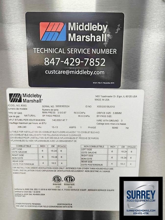 Used Middleby Marshall X55 Pizza Conveyors -Double Stacked
