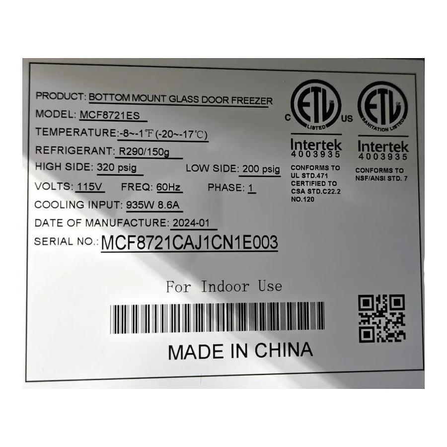 Used Atosa MCF8721ES Upright Freezer - 2 Door - Cosmetic Damage -warranty