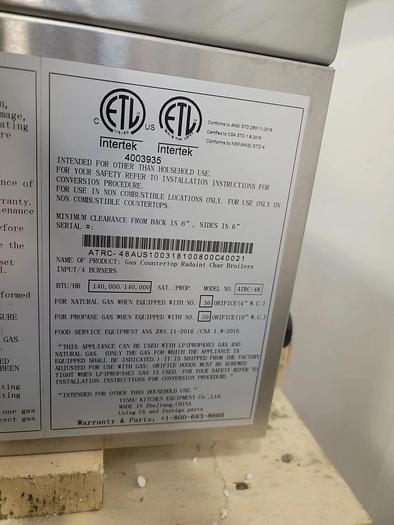 Refurbished Atosa ATRC-48 Radiant Broiler