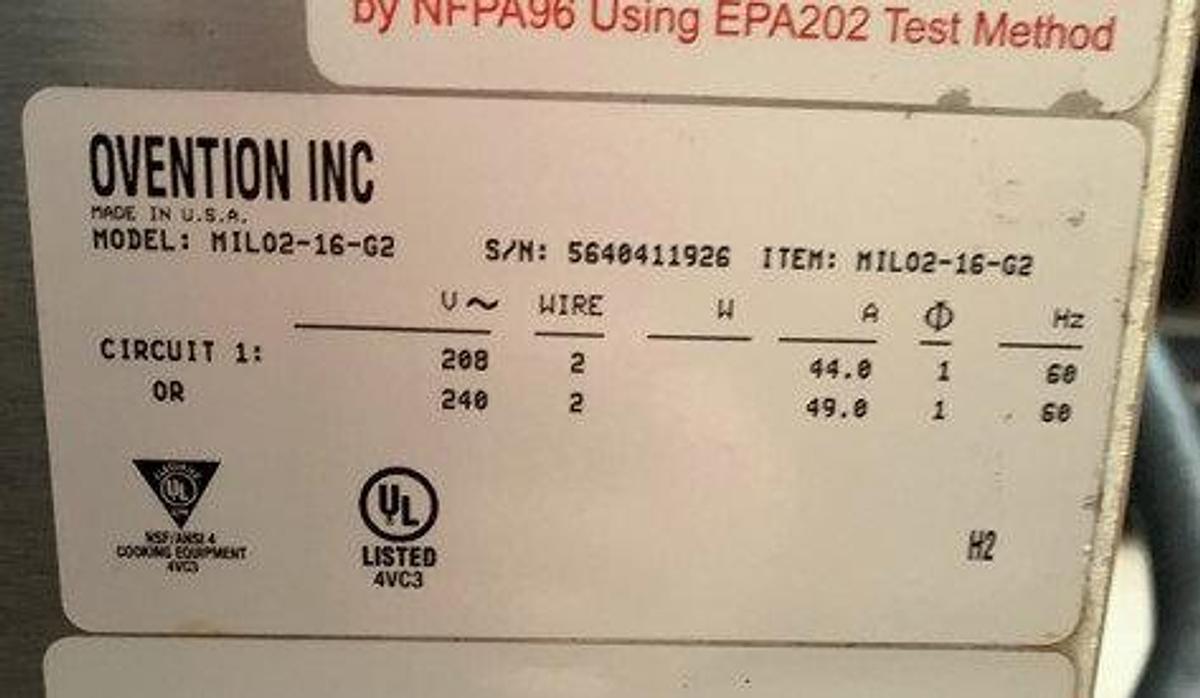 Used  Ovention MILO2-16-G2 Double Oven