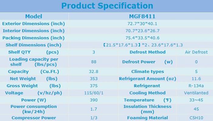 72.7" THREE DOOR WORK TOP-REFRIGERATOR