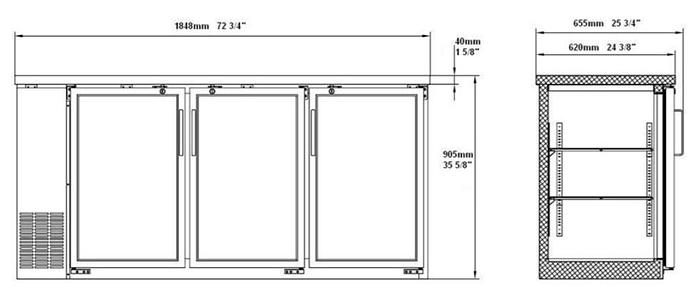 Back Bar Glass Door Cooler
