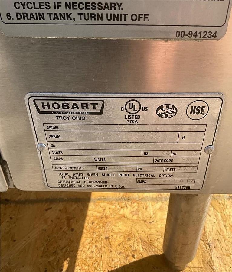 Used Hobart ventless AM15VLT commercial dishwasher